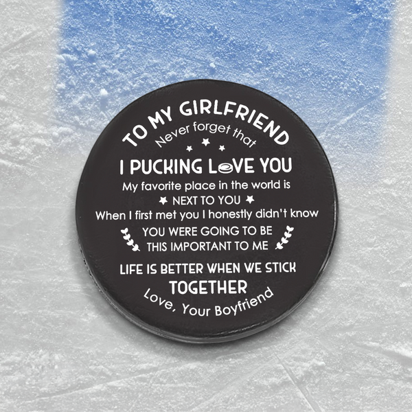 Personalized Hockey Puck - Hockey - To My Girlfriend - My Favorite Place In The World Is Next To You - Rhgai13003