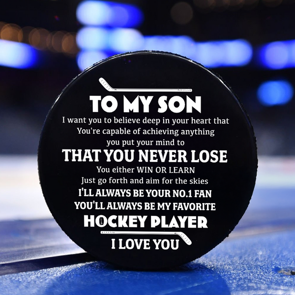 Celebrate Your Special Bond - An Exclusive Custom Hockey Puck for Son - Rhgai16003