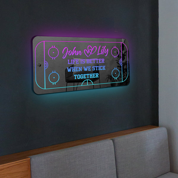 Personalized Mirror Light - Hockey - To My Loved One - Life Is Better When We Stick Together - Rhgel26001